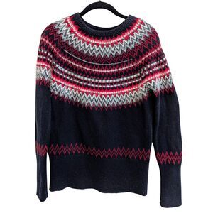 Tommy Hilfiger Sweater Womens Small Fair Isle Wool Blend Sequin Nordic Ski Lodge